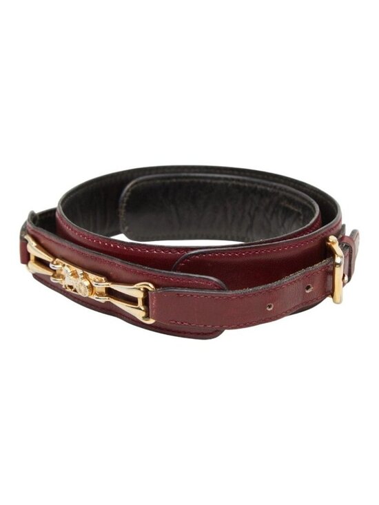 Celine Vintage Carriage Belt Wine Red Bordeaux Leather